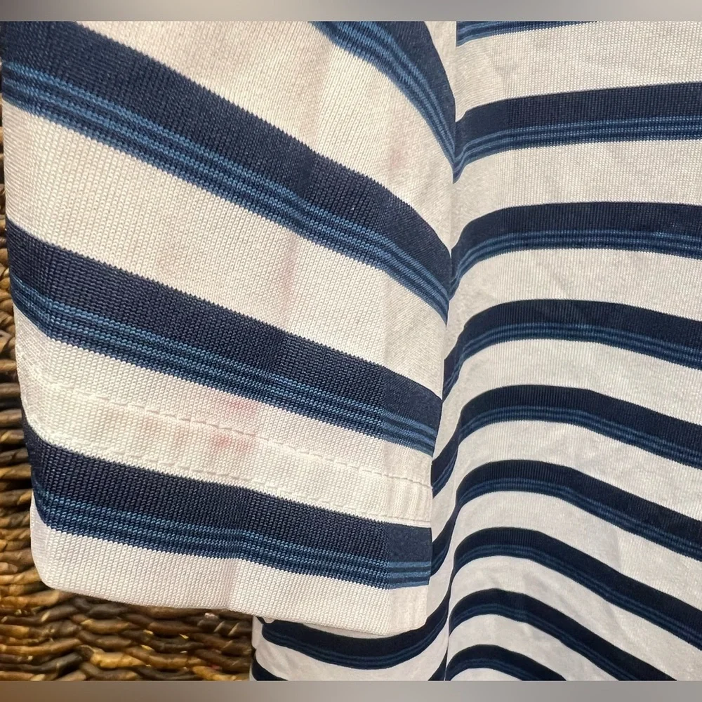 Adidas-PGA,Pro Golf Association,Men's Navy & White Striped Polo Shirt-IL Section